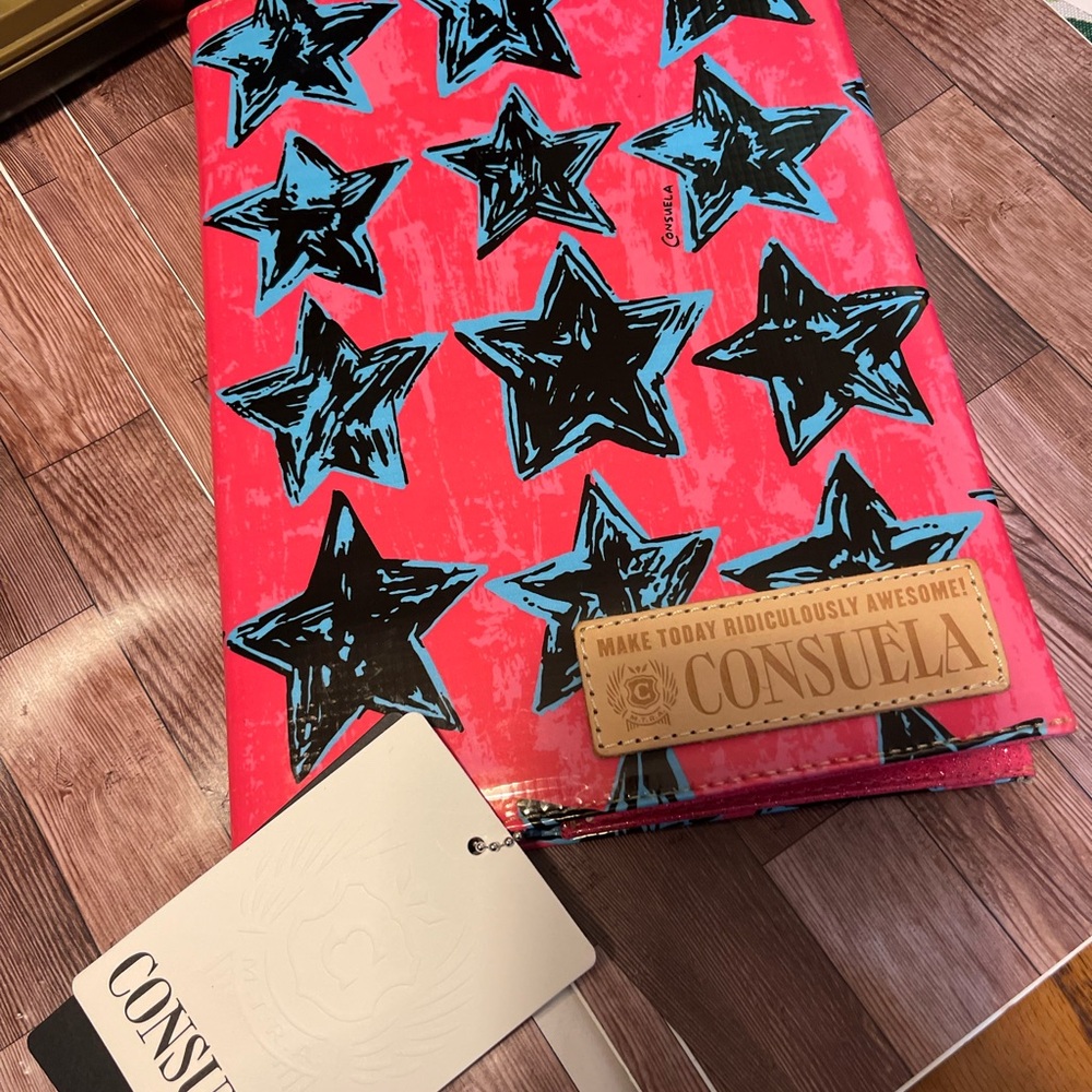Consuela Pink Organizer with Teal-Outlined Black Stars